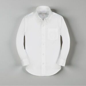 Hope and Henry Boys Stretch Poplin Organic Button Down Shirt in white size M 7/8